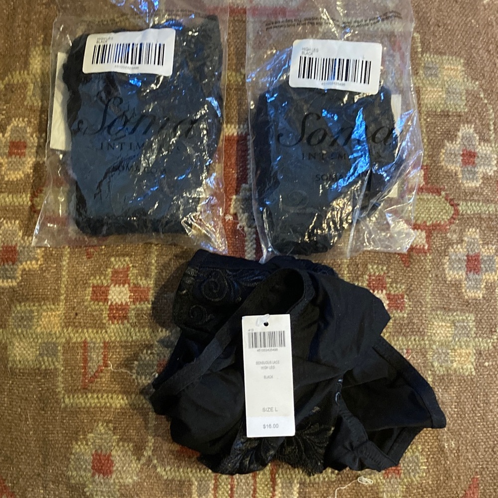 Soma Women's Black Lace-Trim Panties - Pack of 3
